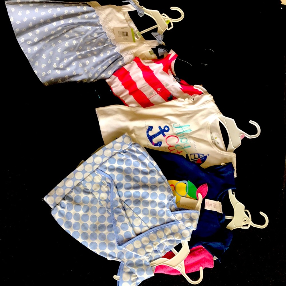 4T girls outfit dress shirt shorts lot
